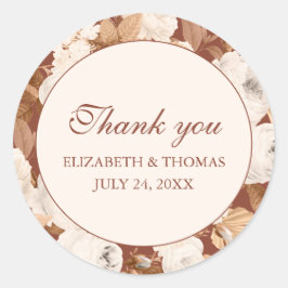 Dark Terracotta Vielen Dank Rundsticker mit Peony Runder Aufkleber