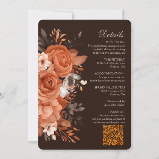 Dark Terracotta Wedding Einladung (Rückseite)