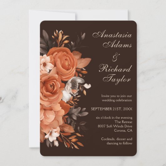 Dark Terracotta Wedding Einladung (Vorderseite)