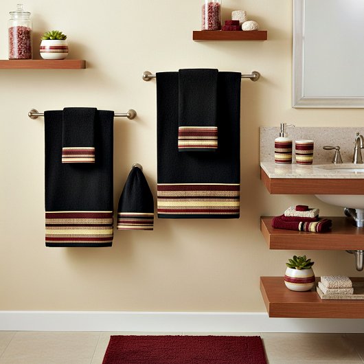 Dark texturierte Streifen Badehandtuch Set