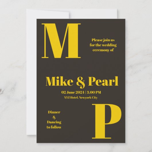 Dark Theme Wedding Einladung (Vorderseite)