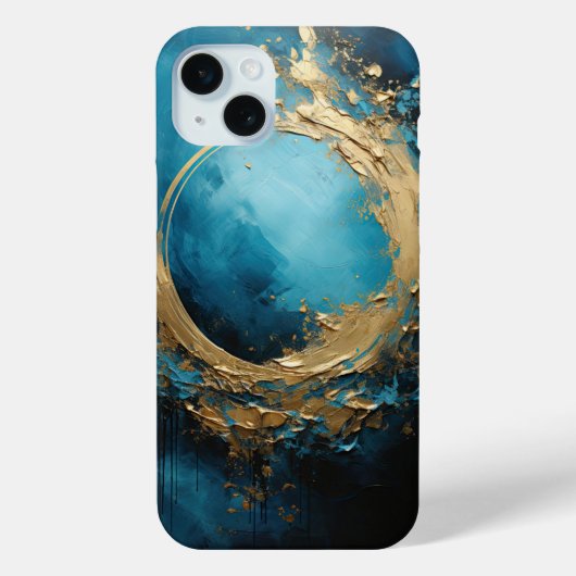 Dark Tides Abstrakt Oceanic Blue & Gold Case-Mate iPhone Hülle (Rückseite)