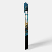 Dark Tides Abstrakt Oceanic Blue & Gold Case-Mate iPhone Hülle (Rückseite / Links)