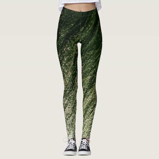 Dark to Pastel Jade Ombre Glitzer, Earth Element Leggings (Vorderseite)