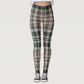 Dark Traditional Maroon Green Winter Plaid Leggings (Vorderseite)