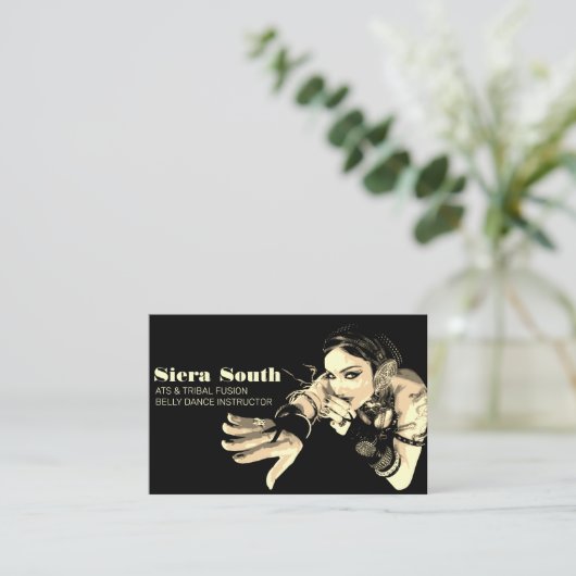 Dark Tribal Bly Tance Instructor Sepia Black Visitenkarte (Stehend Vorderseite)