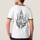 Dark Tribal Flame Mask – Abstract Fire Art Design T-Shirt (Rückseite)