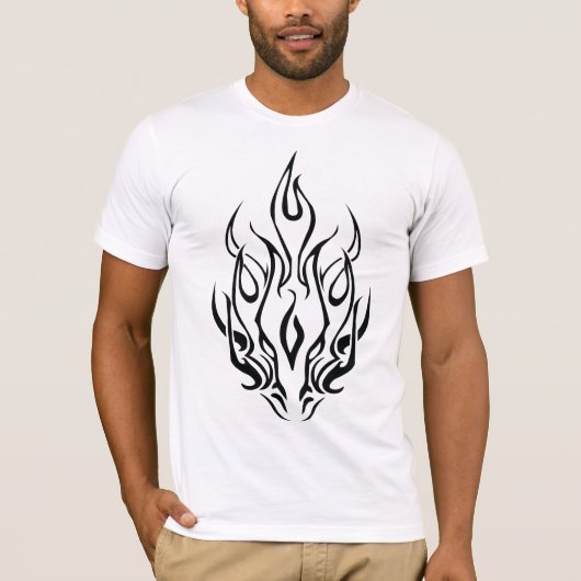 Dark Tribal Flame Mask – Abstract Fire Art Design T-Shirt (Vorderseite)