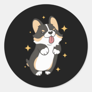 Dark Tricolor Corgi Runder Aufkleber