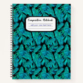 Dark Tropical Monstera Leaf-Muster Notizblock (Vorderseite)