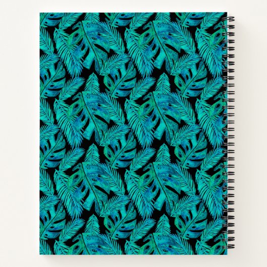 Dark Tropical Monstera Leaf-Muster Notizblock (Rückseite)