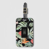 Dark Tropics Blume Foliage Fantasy mit Monogram Gepäckanhänger (Vorderseite Vertikal)
