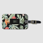 Dark Tropics Blume Foliage Fantasy mit Monogram Gepäckanhänger (Vorderseite (Horizontal))
