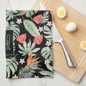 Dark Tropics Blume Foliage Fantasy mit Monogram Geschirrtuch (Viertel Falte)