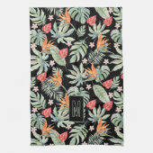 Dark Tropics Blume Foliage Fantasy mit Monogram Geschirrtuch (Vertikal)
