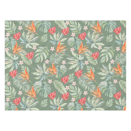 Dark Tropics Blume Foliage Fantasy mit Monogram Tischdecke (Vorderseite (Horizontal))