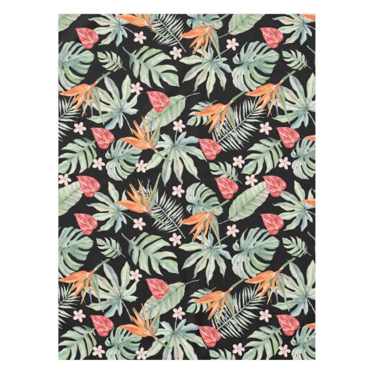 Dark Tropics Blume Foliage Fantasy mit Monogram Tischdecke (Vorderseite)