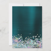 Dark Türkise Foil Holo Glitzer 21. Geburtstag Einladung (Rückseite)