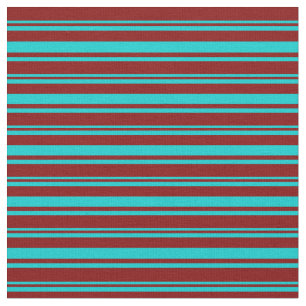 Dark Türkise & Maroon farbige Linien Stoff