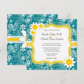 Dark Türkise Paisley; Daisy Einladung (Vorne/Hinten)