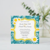 Dark Türkise Paisley; Daisy Einladung (Stehend Vorderseite)