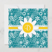 Dark Türkise Paisley; Daisy Einladung (Rückseite)