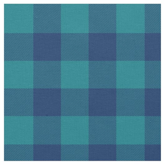 Dark Türkise und Navy Blue Gingham Kariert Stoff (Nahaufnahme)