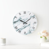 Dark Türkise Vein Marmor w Roman Numerals Große Wanduhr (Zuhause)