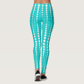 Dark Turquoise and White Polka Dot Leggings (Rückseite)