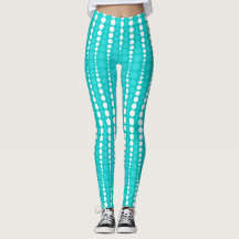 Dark Turquoise and White Polka Dot Leggings