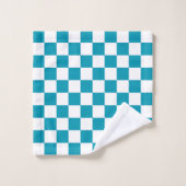Dark turquoise checkered  badhandtuch set (Waschlappen)