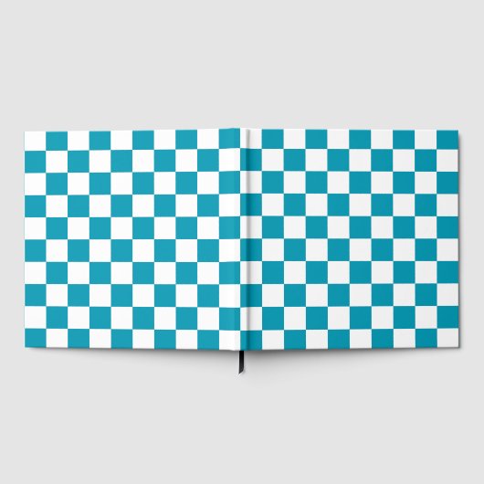 Dark turquoise checkered  gästebuch (Voll)