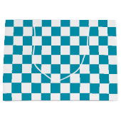 Dark turquoise checkered  große geschenktüte (Vorderseite)