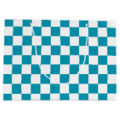 Dark turquoise checkered  große geschenktüte (Rückseite)
