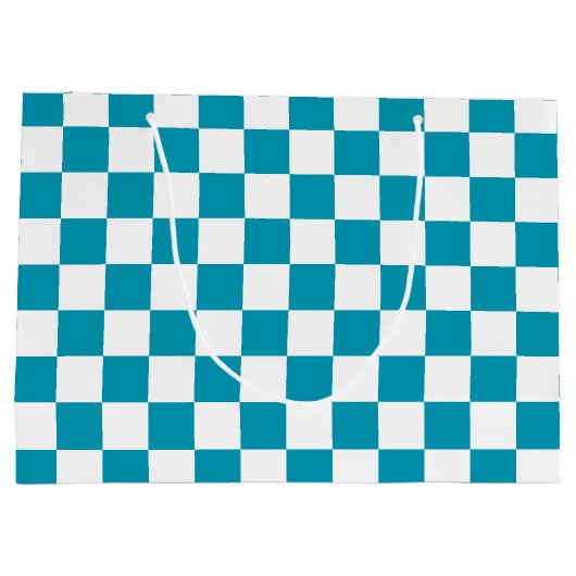 Dark turquoise checkered  große geschenktüte (Rückseite)