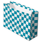 Dark turquoise checkered  große geschenktüte (Vorderseite Schrägansicht)
