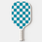 Dark turquoise checkered  pickleball schläger (Vorderseite)