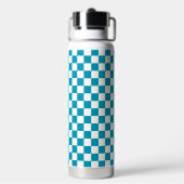 Dark turquoise checkered  trinkflasche (Hinten)