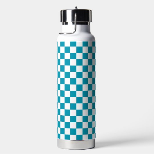 Dark turquoise checkered  trinkflasche (rechts)