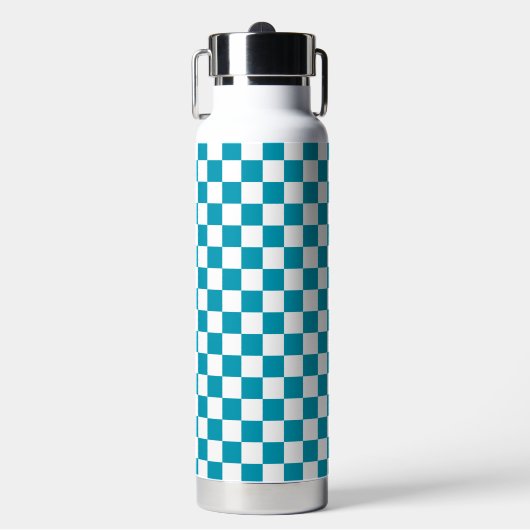 Dark turquoise checkered  trinkflasche (Vorderseite)