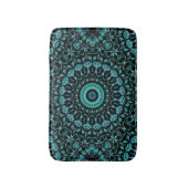 Dark Turquoise Floral Mandala Badematte (Vorderseite Vertikal)