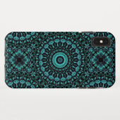 Dark Turquoise Floral Mandala Case-Mate iPhone Hülle (Rückseite (Horizontal))