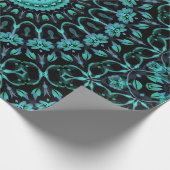 Dark Turquoise Floral Mandala Geschenkpapier (Ecke)