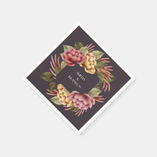 Dark und Moody Floral Serviette (Ecke)