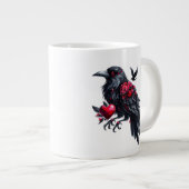Dark Valentine Crow mit Herz Jumbo-Tasse (Vorderseite Rechts)
