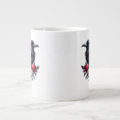 Dark Valentine Crow mit Herz Jumbo-Tasse (Vorderseite)