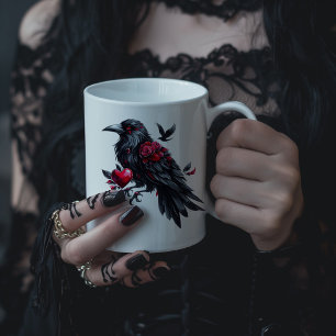 Dark Valentine Crow mit Herz Jumbo-Tasse