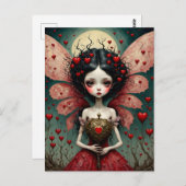 Dark Valentine Fairy Gold Heart Wand Postkarte (Vorne/Hinten)