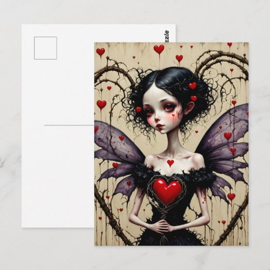 Dark Valentine Fairy Postkarte (Vorne/Hinten)
