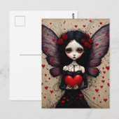 Dark Valentine Fairy Red Heart Postcard Postkarte (Vorne/Hinten)